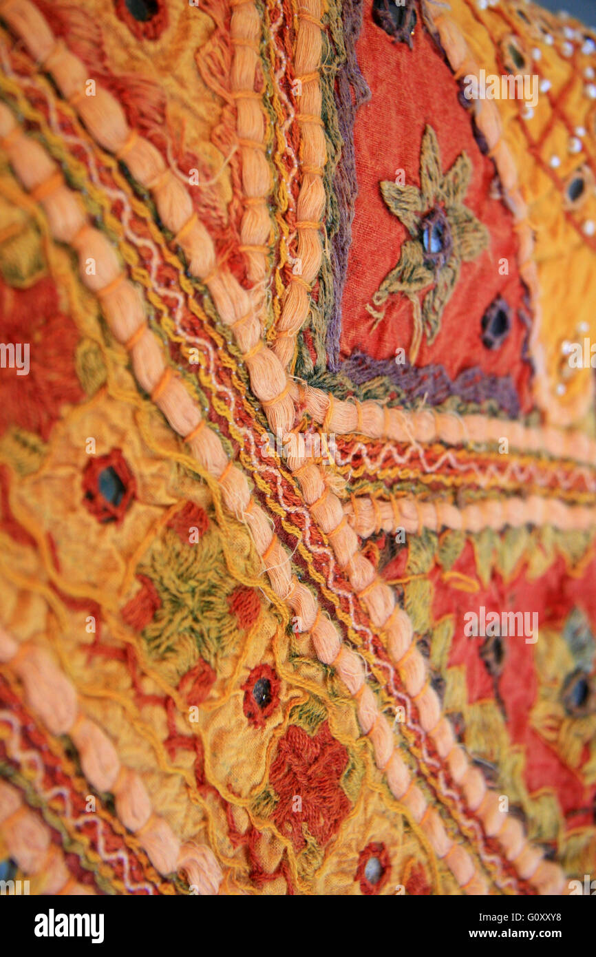 Colourful ornate Indian handmade textiles, material and fabric Stock