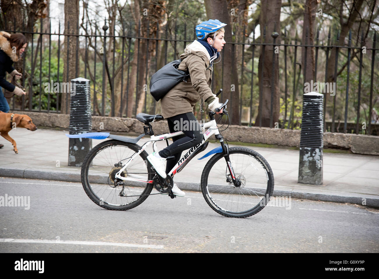 Cyclist cycling commuter pedal bike ride to work Stock Photo Alamy