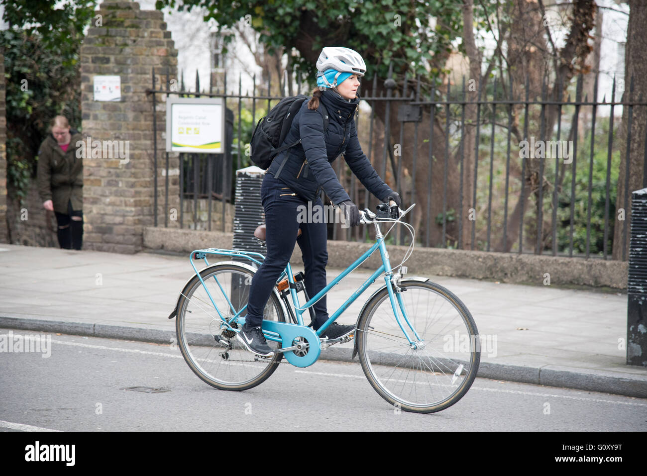 Cyclist cycling commuter pedal bike ride to work Stock Photo Alamy
