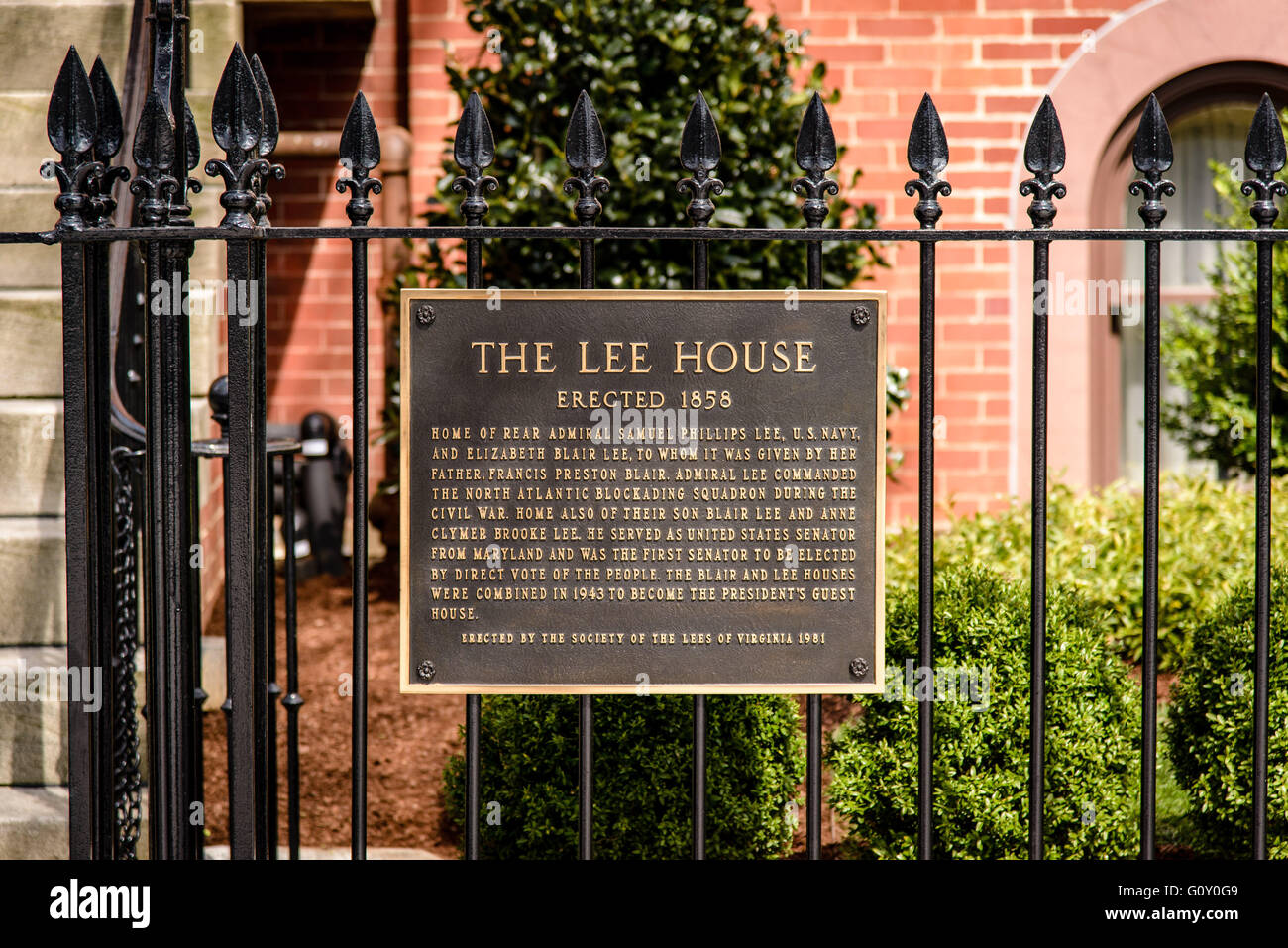Lee House, part of the President's Guest House, Pennsylvania Avenue, Washington DC Stock Photo