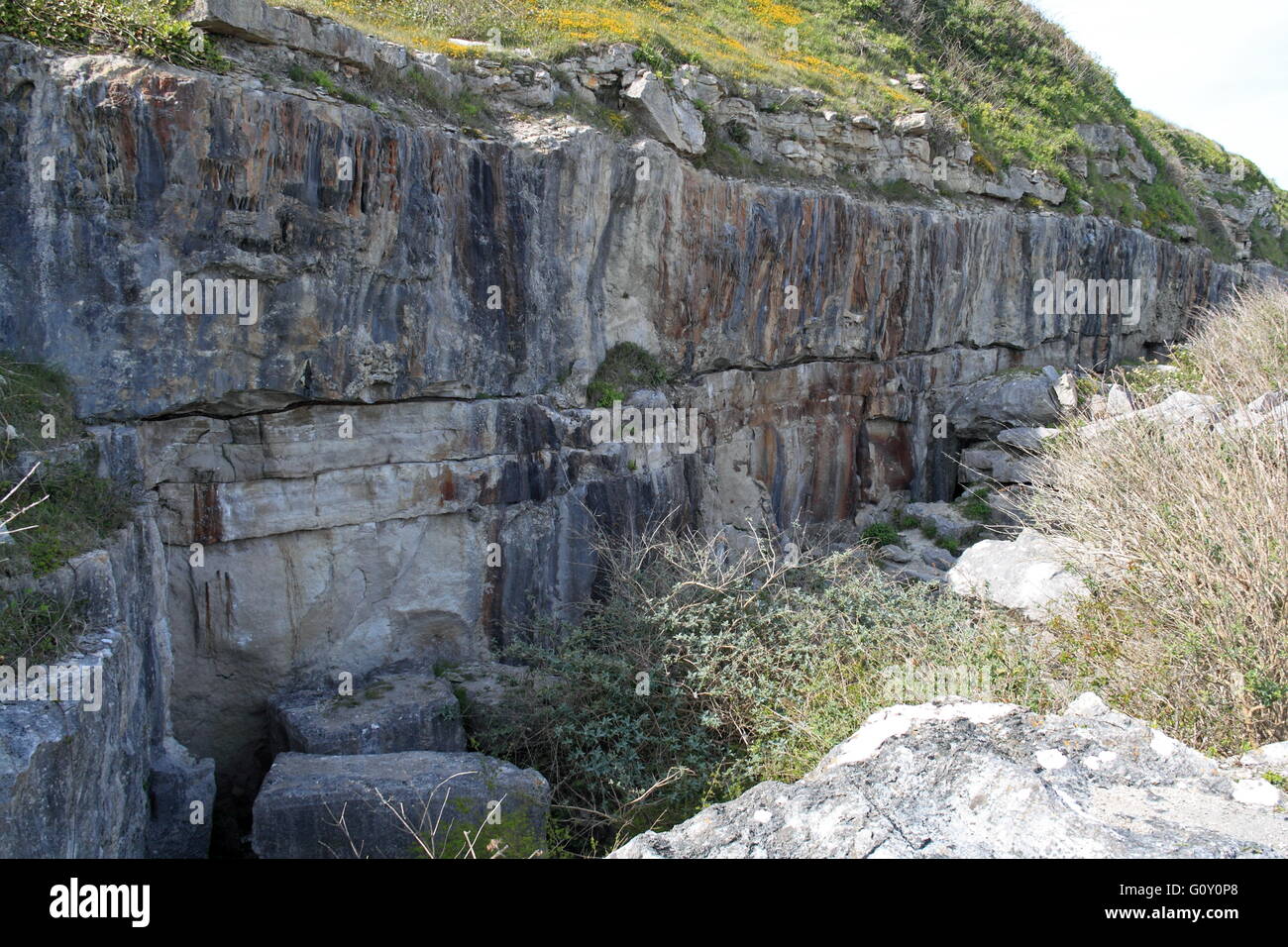 Disused stone quarry at Cheyne Weares, Portland, Jurassic Coast, Dorset