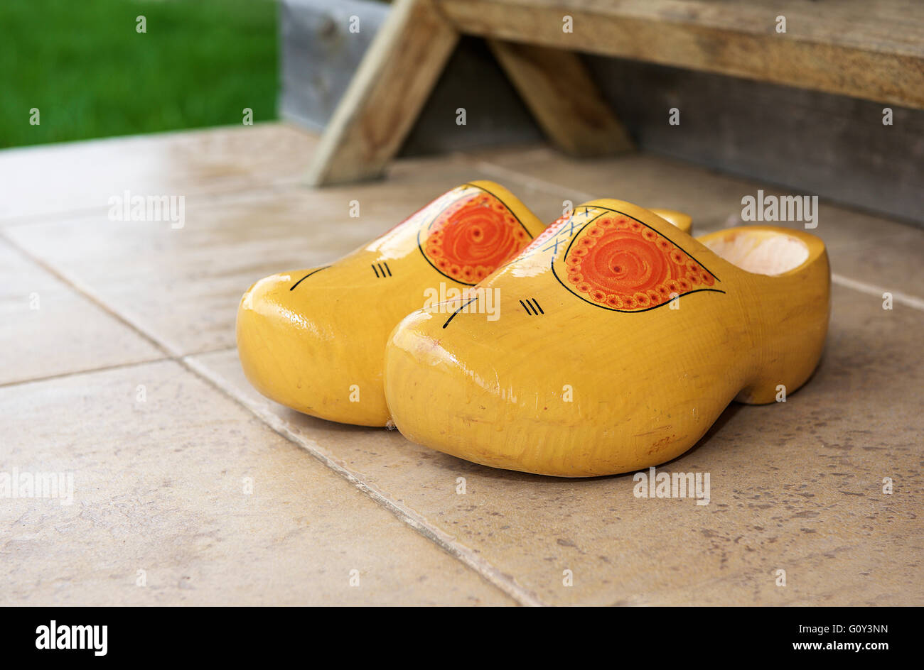 Traditional wooden Dutch clogs Stock Photo Alamy