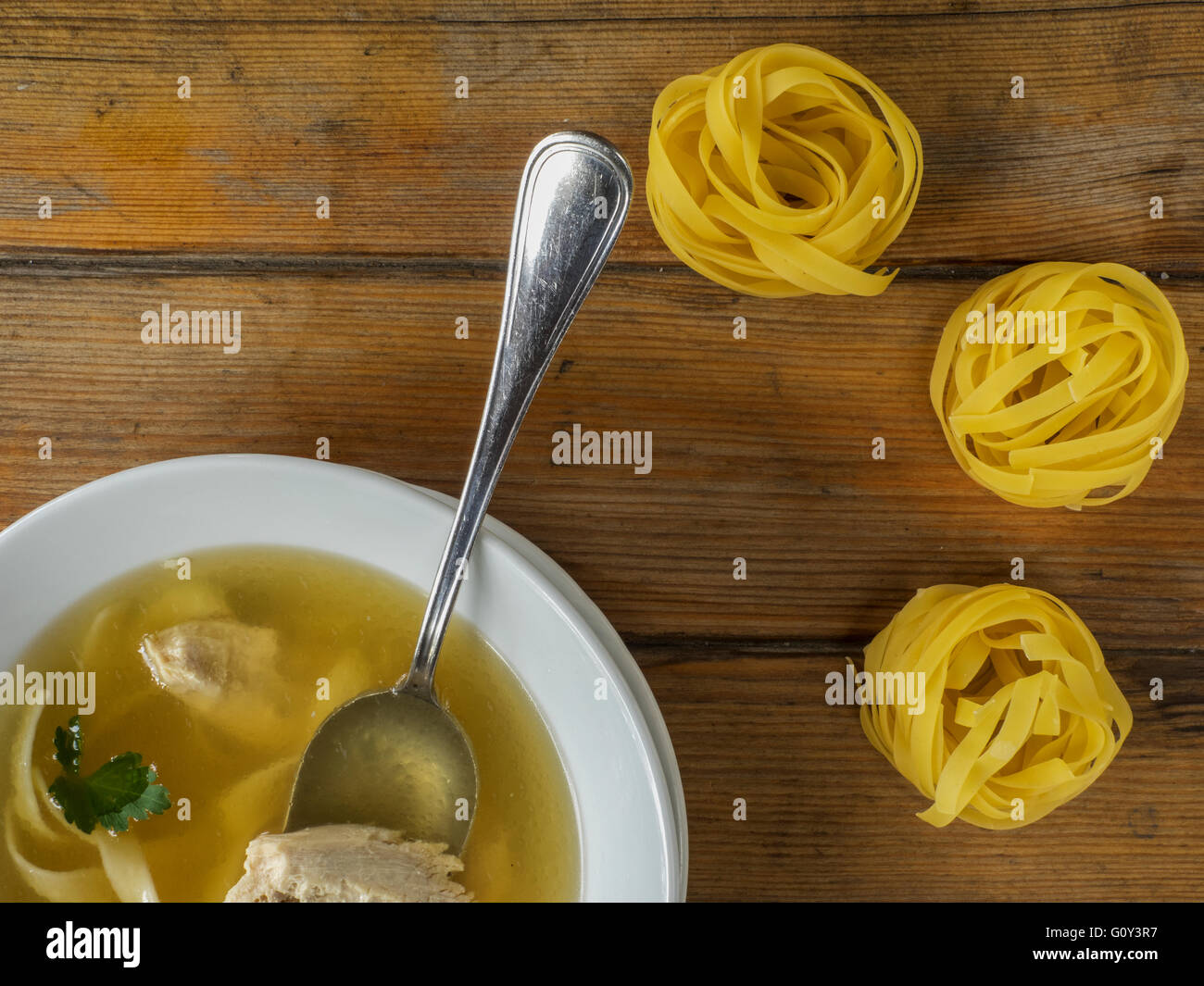 Chicken soup with noodles, Ukraine Stock Photo Alamy