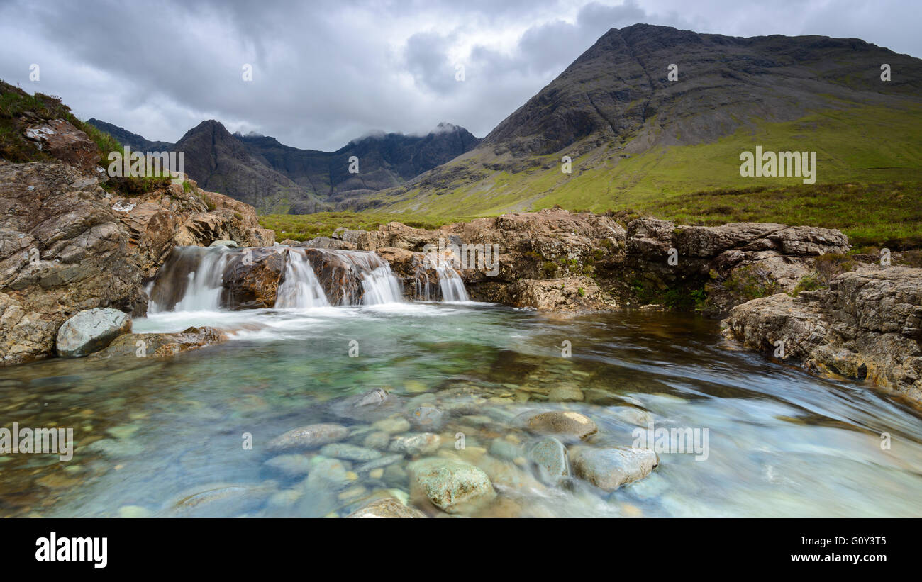 The Fairy Pools, Black Cuillin mountains, Isle of Skye, Scotland, United Kingdom Stock Photo