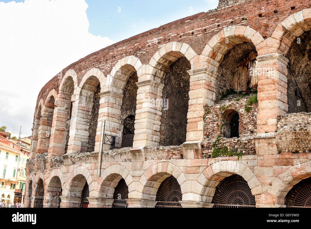 Close up of Arena di Verona amphitheater, Verona, Italy Stock Photo