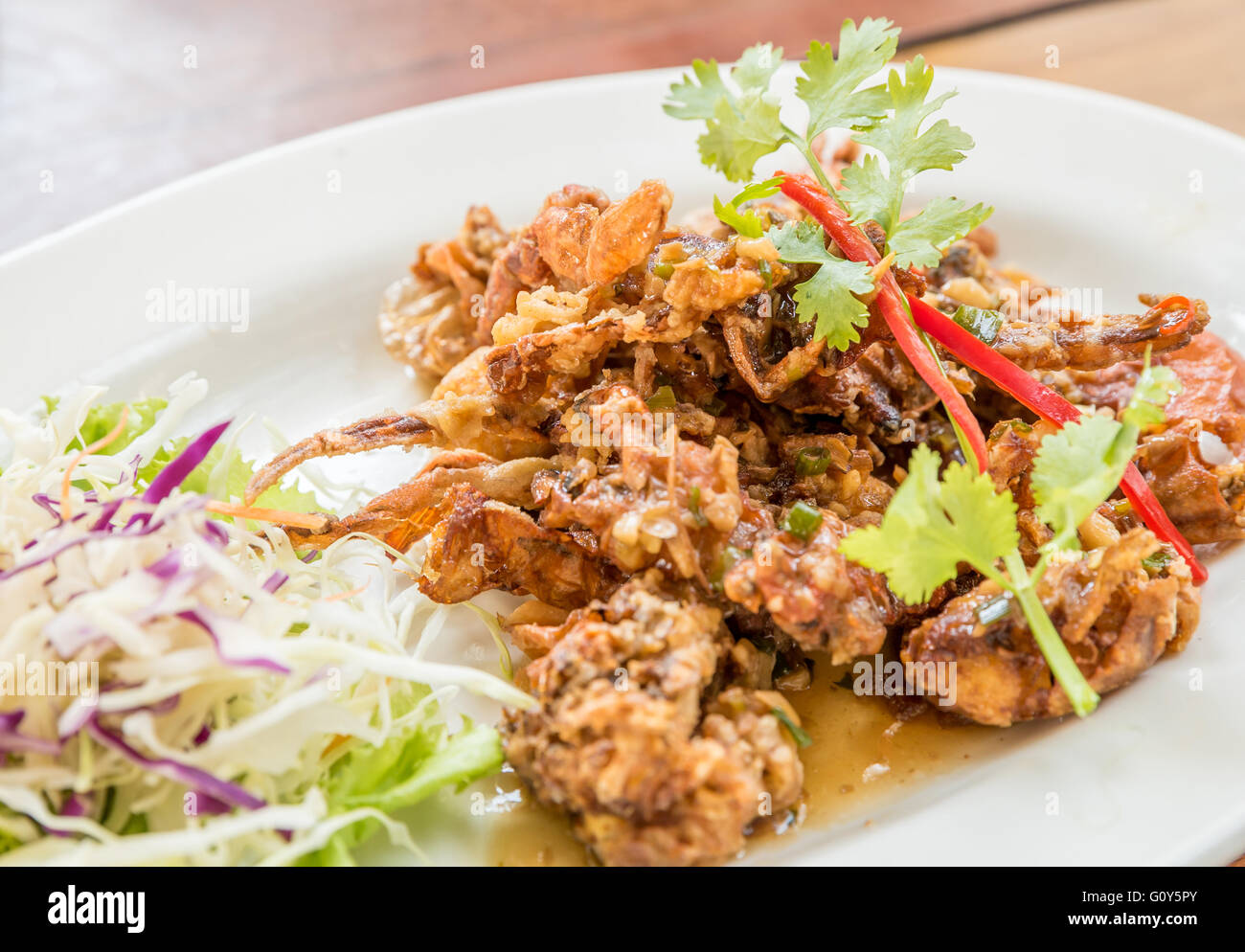 deep fried soft shell crab with black pepper sauce Stock Photo Alamy