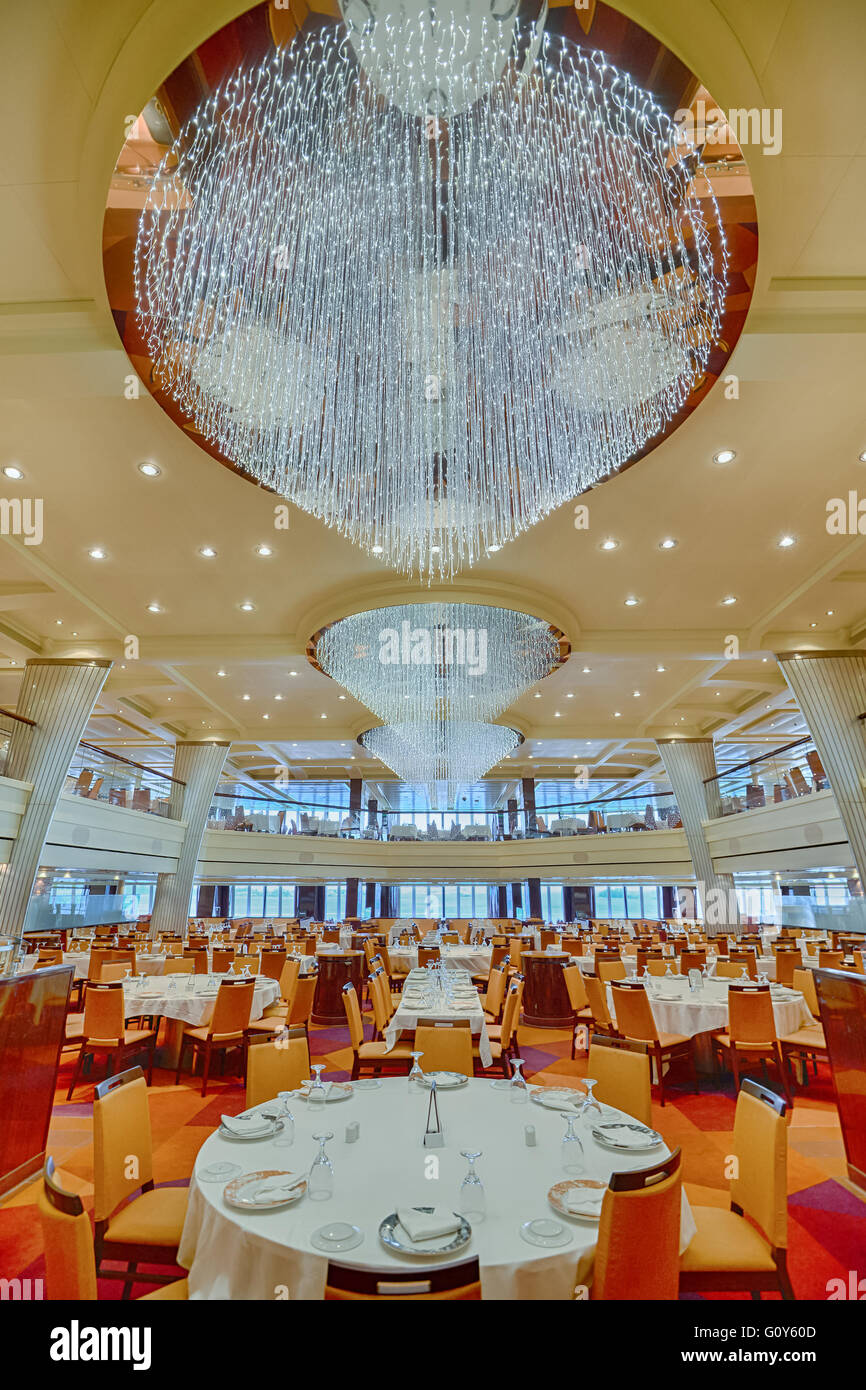 Dining room interior of a cruise ship Stock Photo