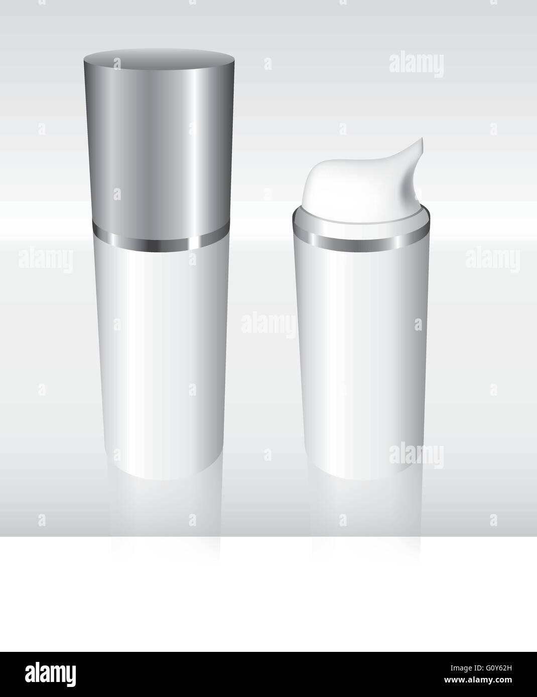 White Airless Bottle with a silver cap full vector Stock Vector