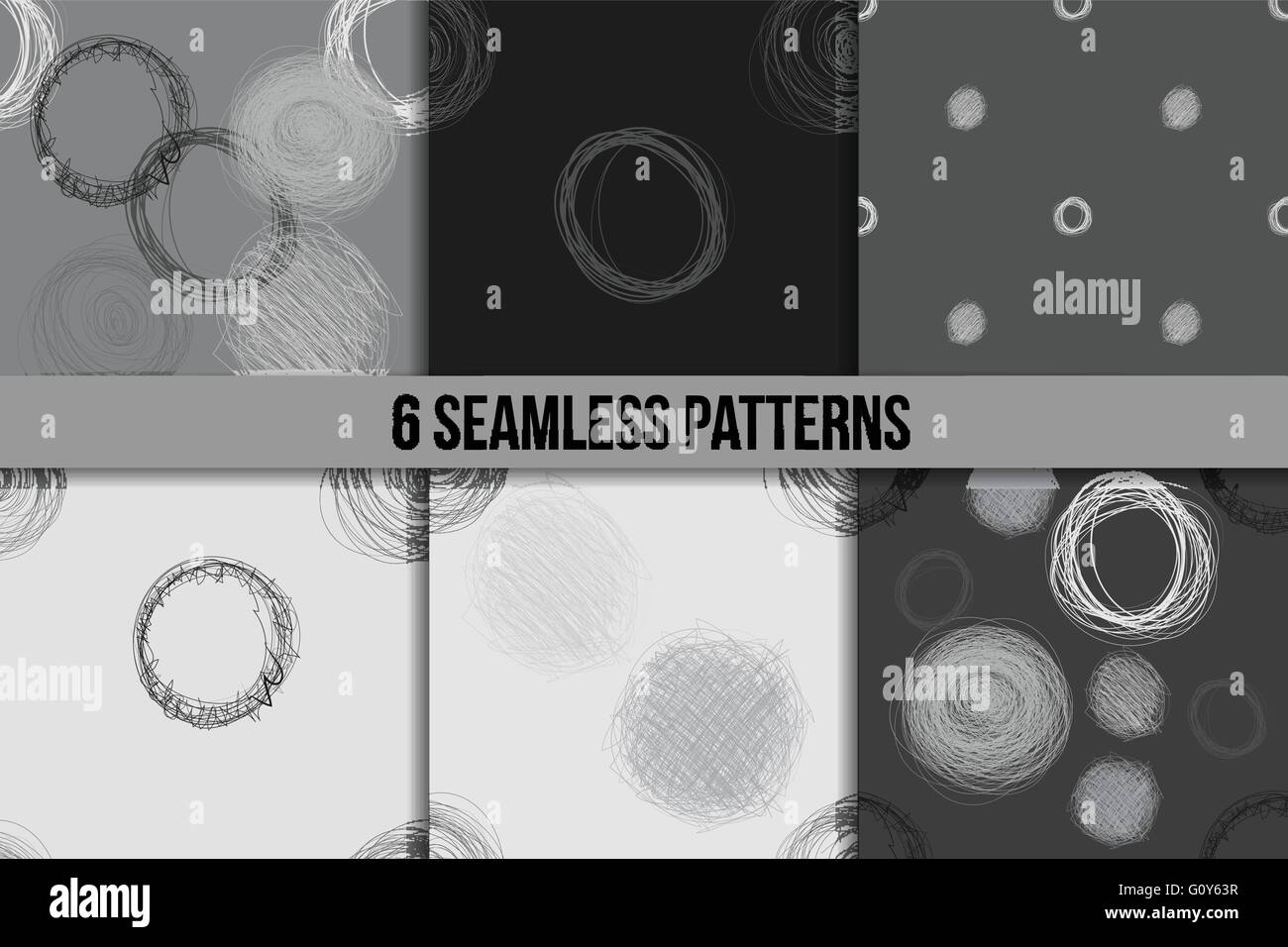 Scribble Circles Seamless Pattern Set Stock Vector Image & Art - Alamy