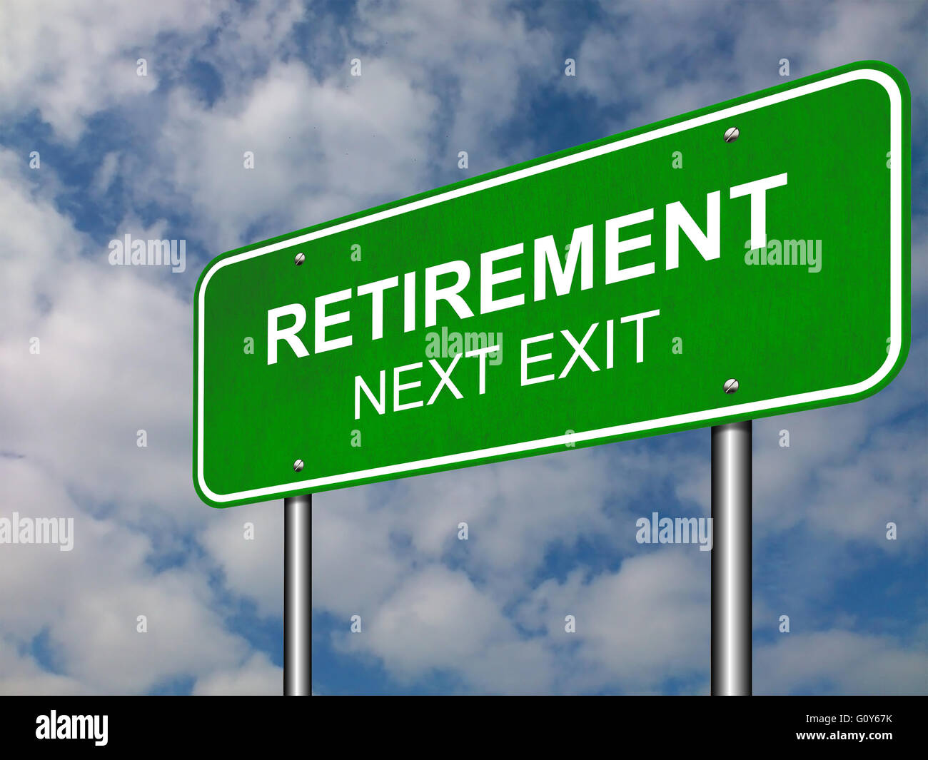 Retirement Road Sign Announcement Stock Photo