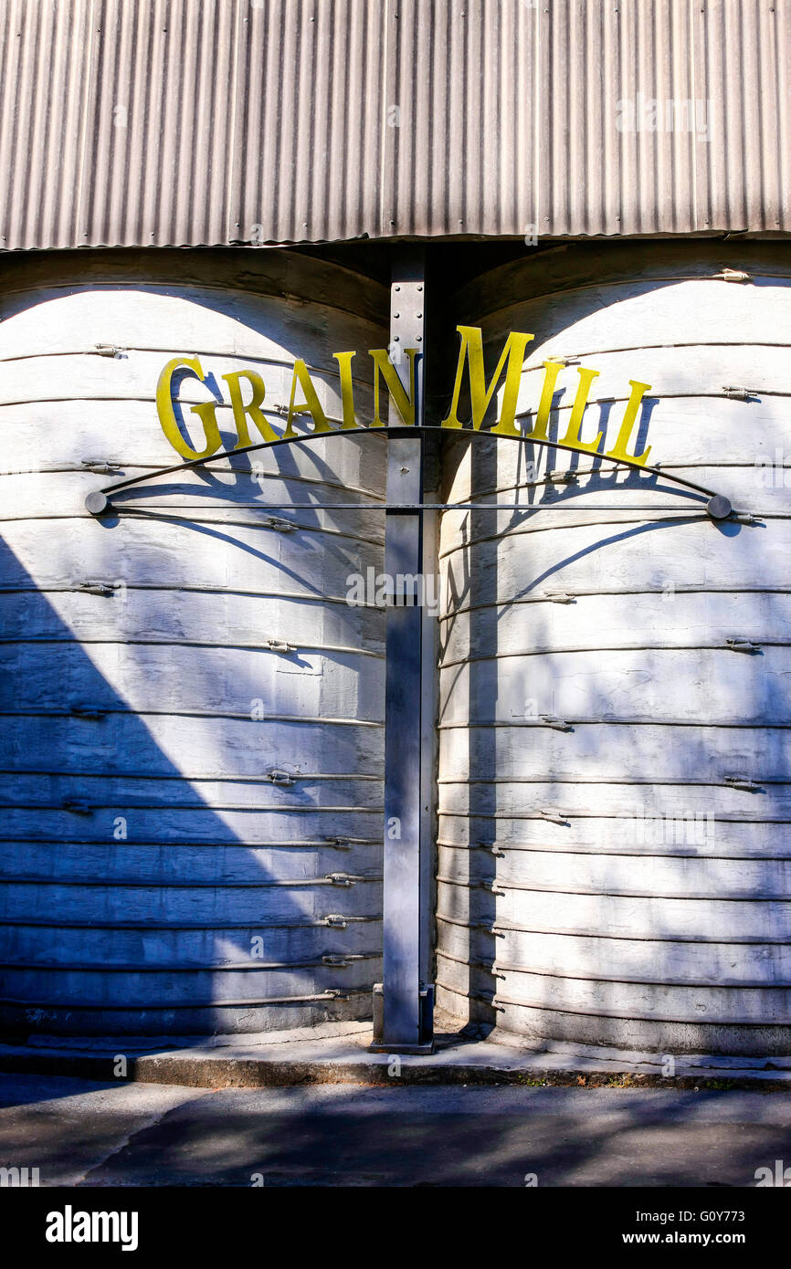 Jack Daniels distillery grain storage vats in Lynchburg, Tennessee