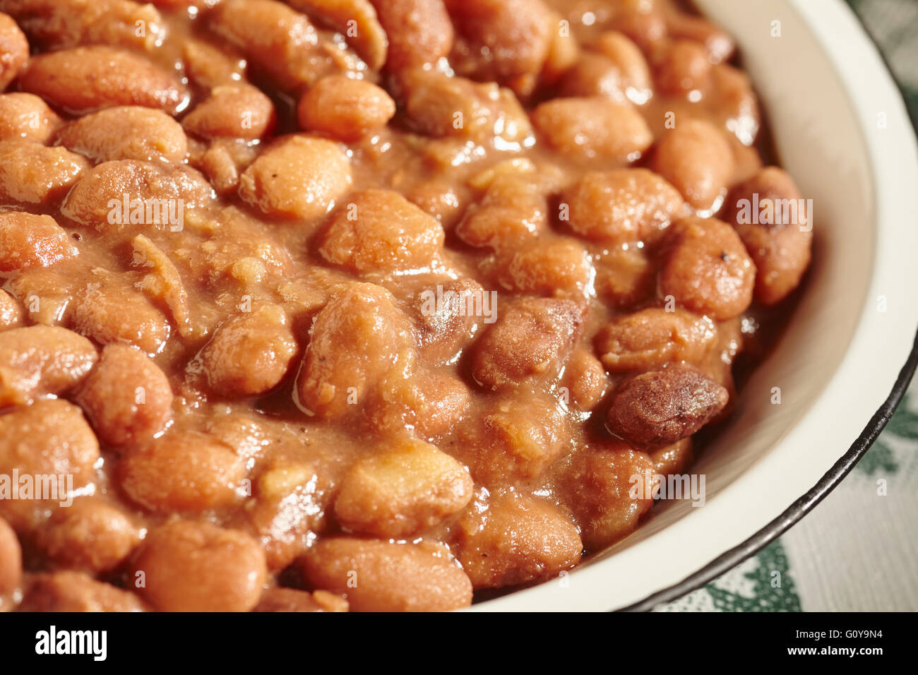 Cooked pinto beans, the staple food of the American west Stock Photo