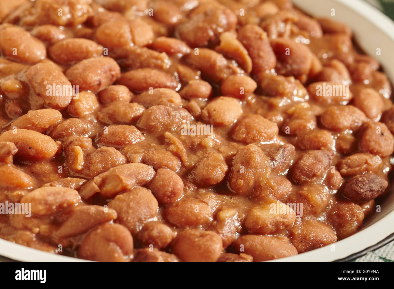 Cooked pinto beans, the staple food of the American west Stock Photo