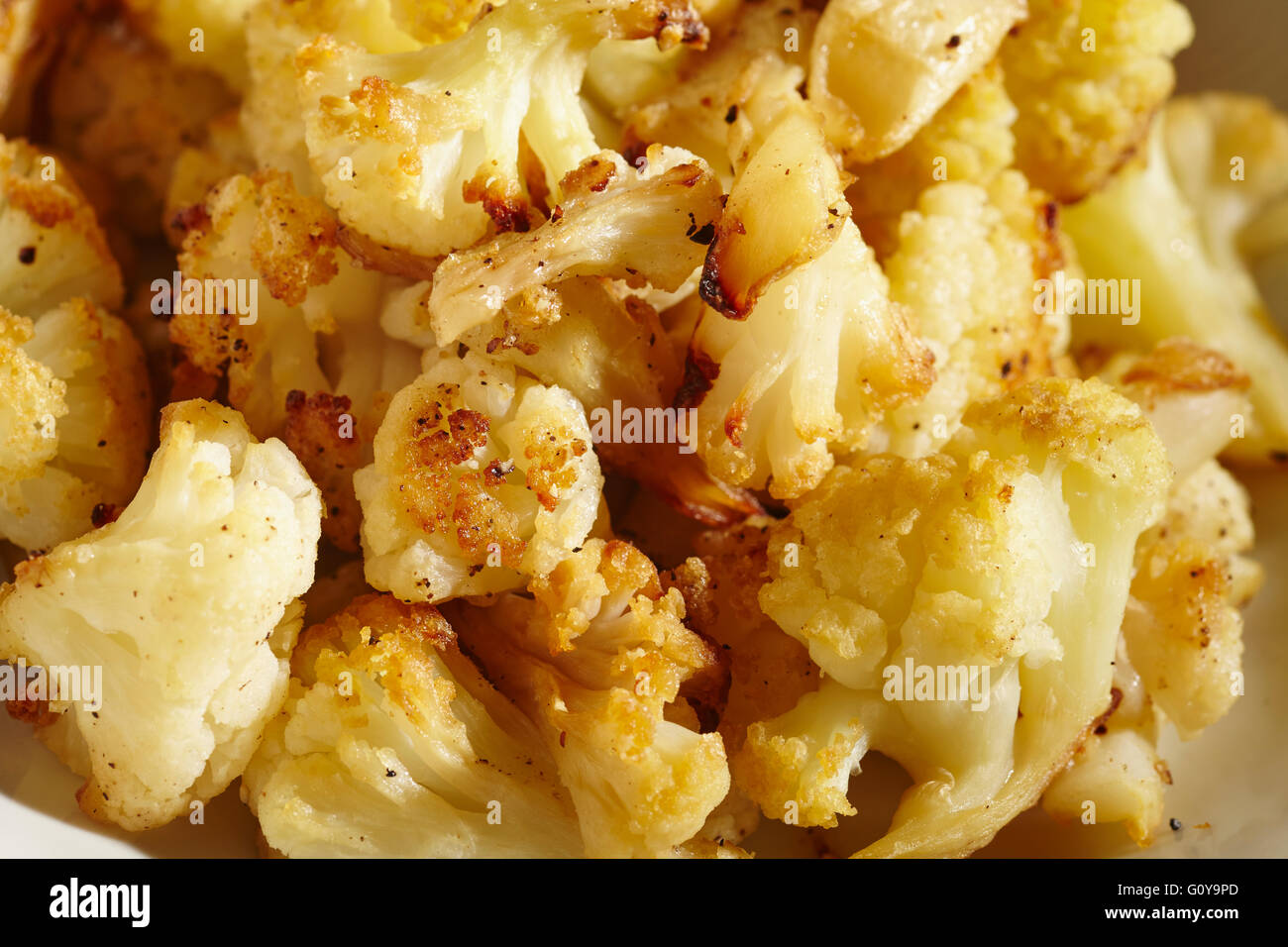 A serving of oven roasted cauliflower Stock Photo