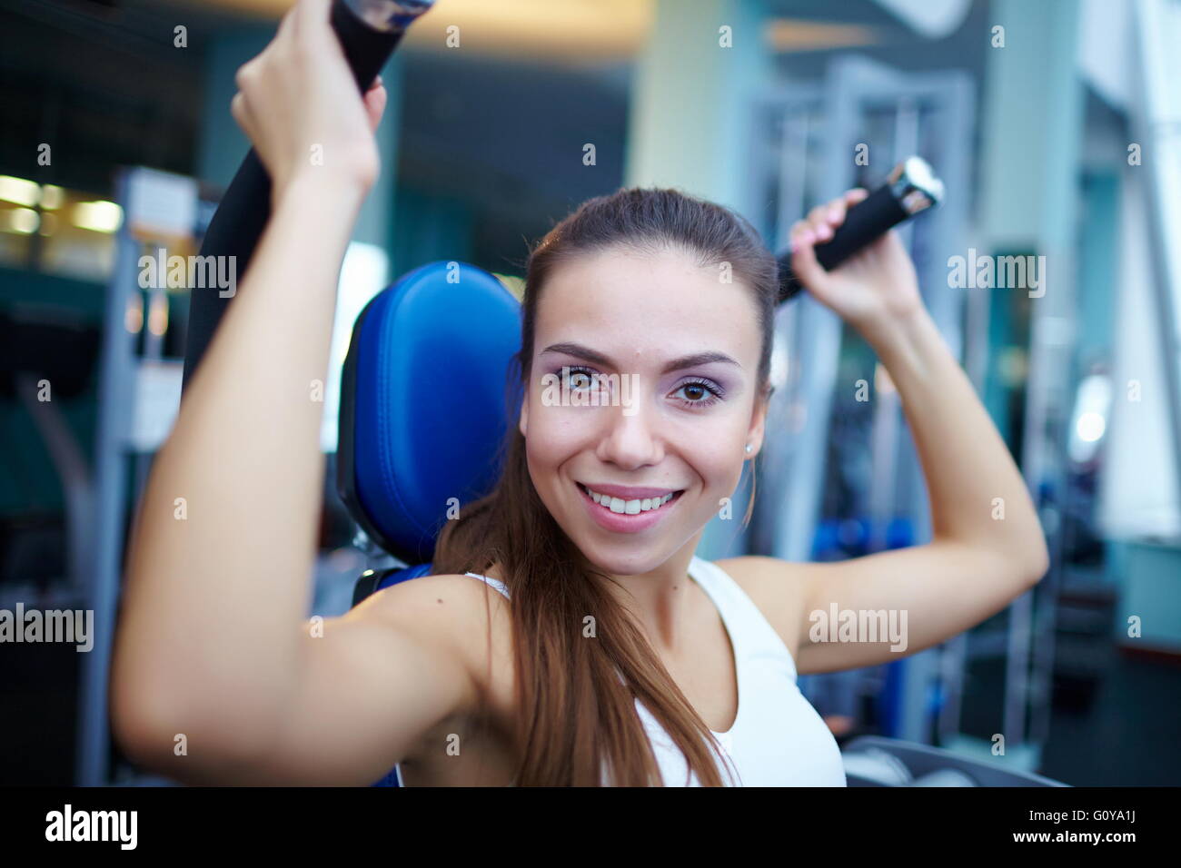 pretty girl training at the gym Stock Photo Alamy