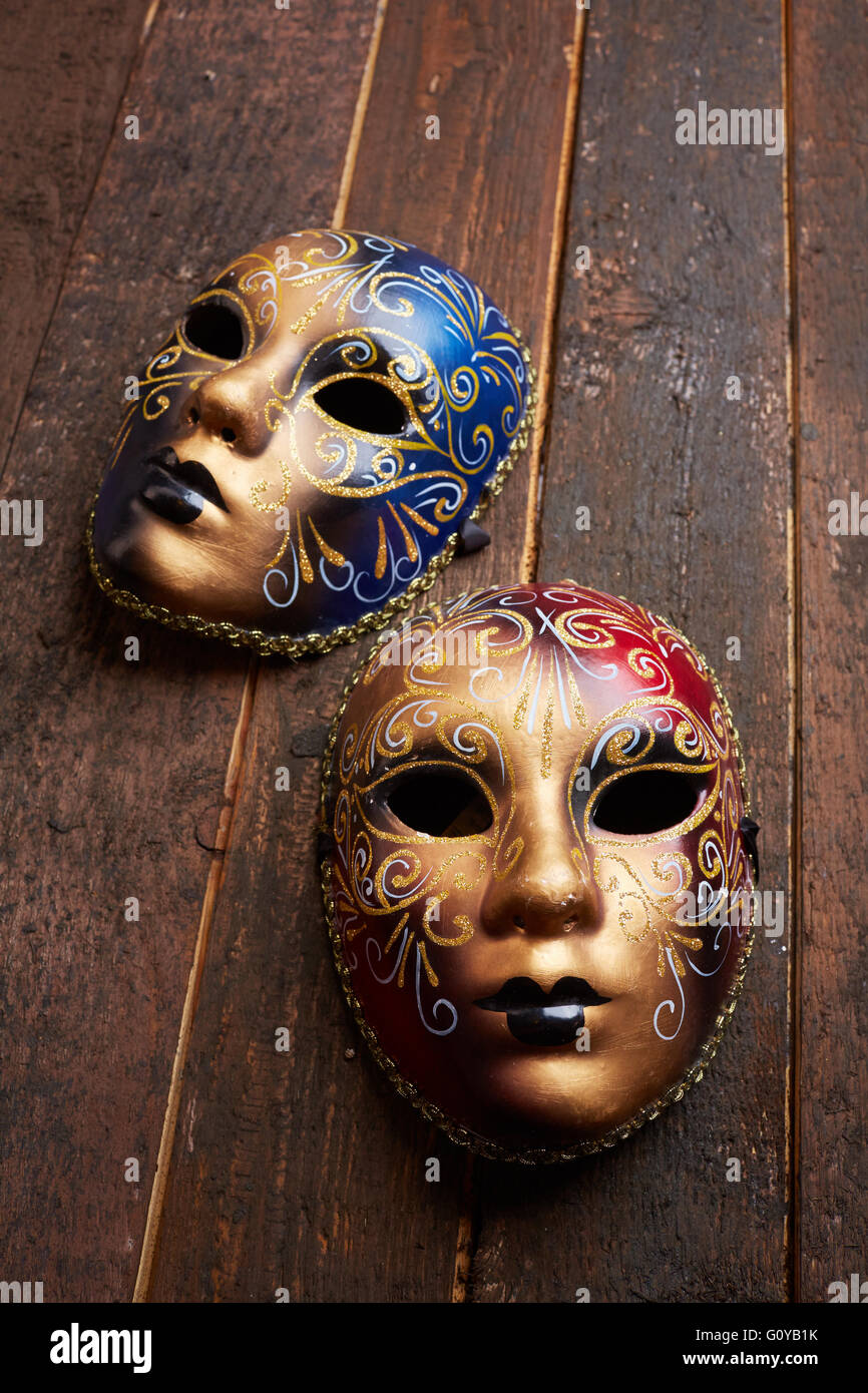 Old golden venetian masks hi-res stock photography and images - Alamy