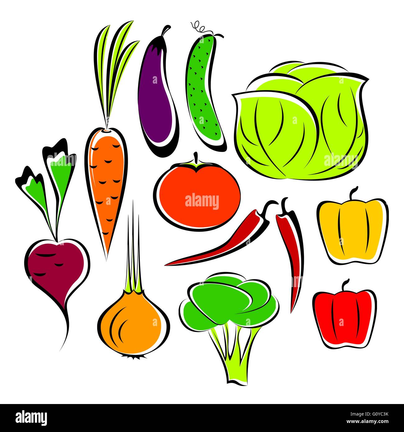 Different vegetables. Stock Vector