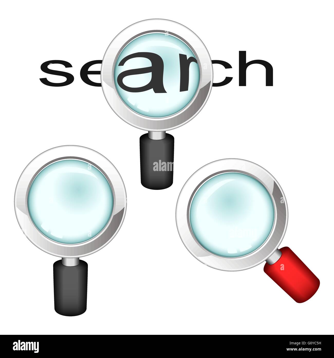 Set of magnifying glasses Stock Vector