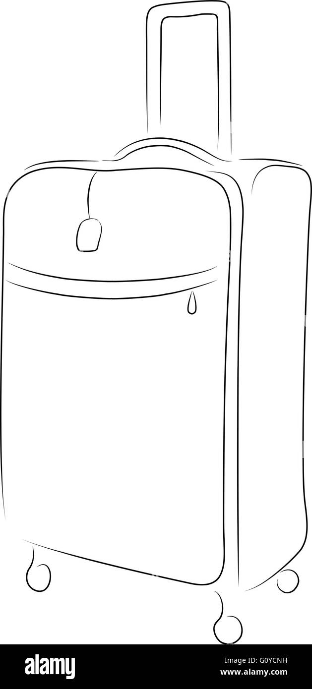 Outline of suitcase, vector illustration Stock Vector