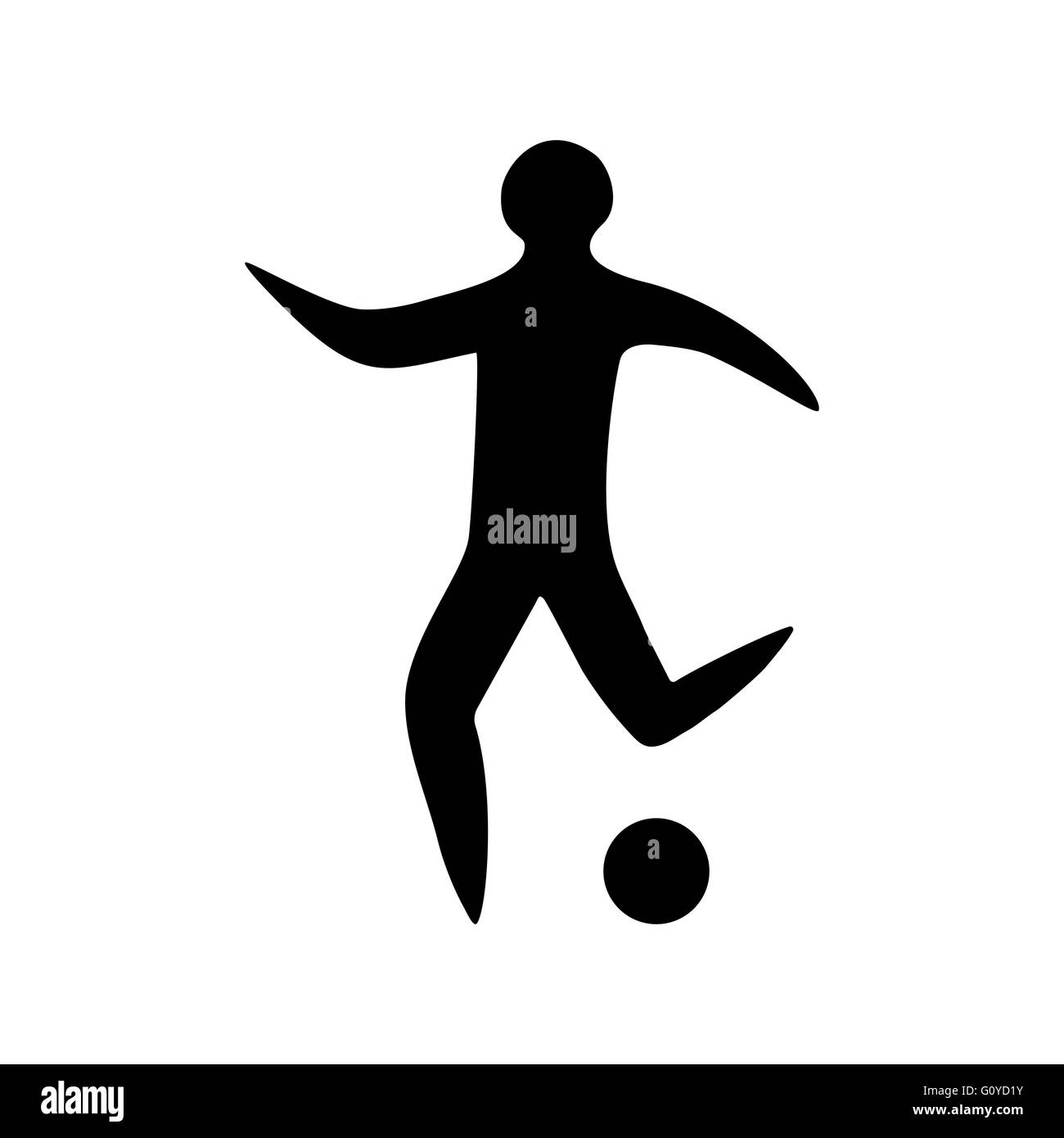 Sportsman man soccer player with ball silhouette Stock Vector