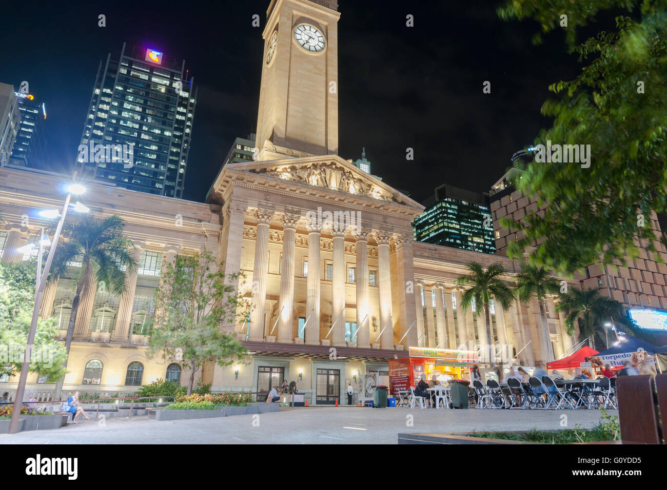 Brisbane City Hall facade and clock tower Italian Renaissance