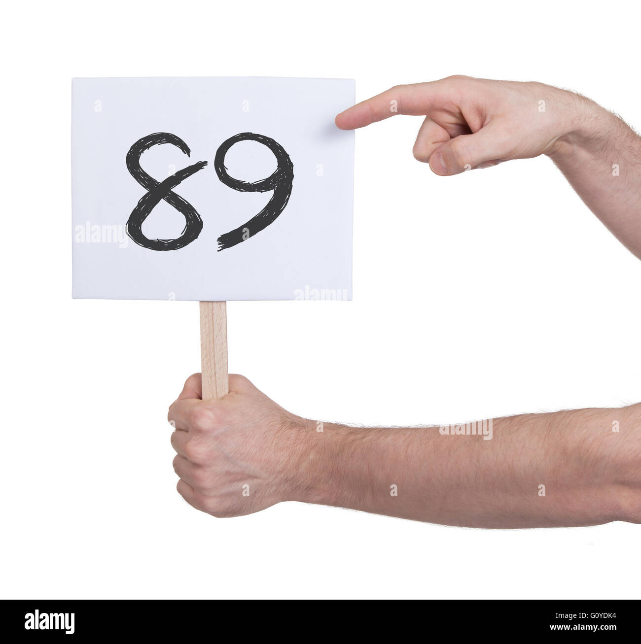 Sign with a number, isolated on white - 89 Stock Photo