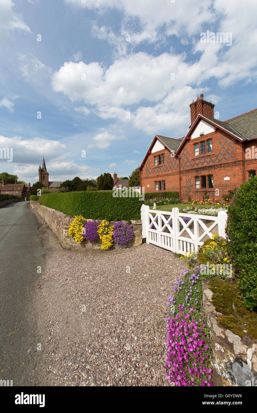 Village of Aldford, England. Picturesque spring view of an Eaton Estate