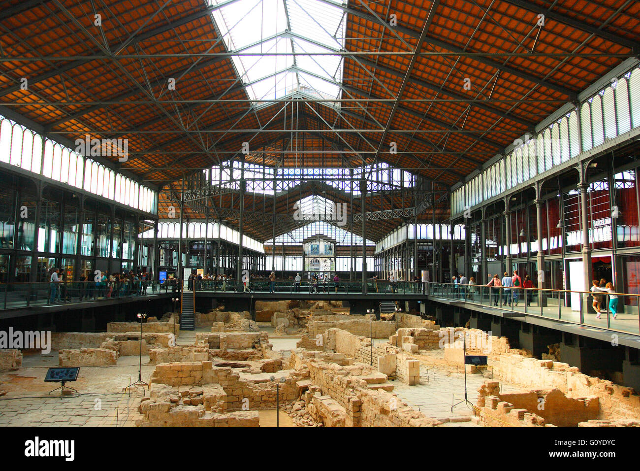 Ruins of the medieval city inside the former Mercat del Born, Barcelona, Catalonia, Spain Stock Photo