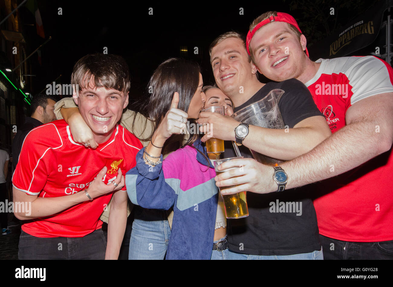 Liverpool, UK. 05th May, 2016. Anfield, Liverpool Football Club secured a place in this year's UEFA Europa League final by beating Villareal at Anfield 3-0 ( 3-1 on aggregate) tonight. They will play Sevilla in the final in Basel, Switzerland on 18th May 2016. Credit: rsdphotography/Alamy Live News Stock Photo