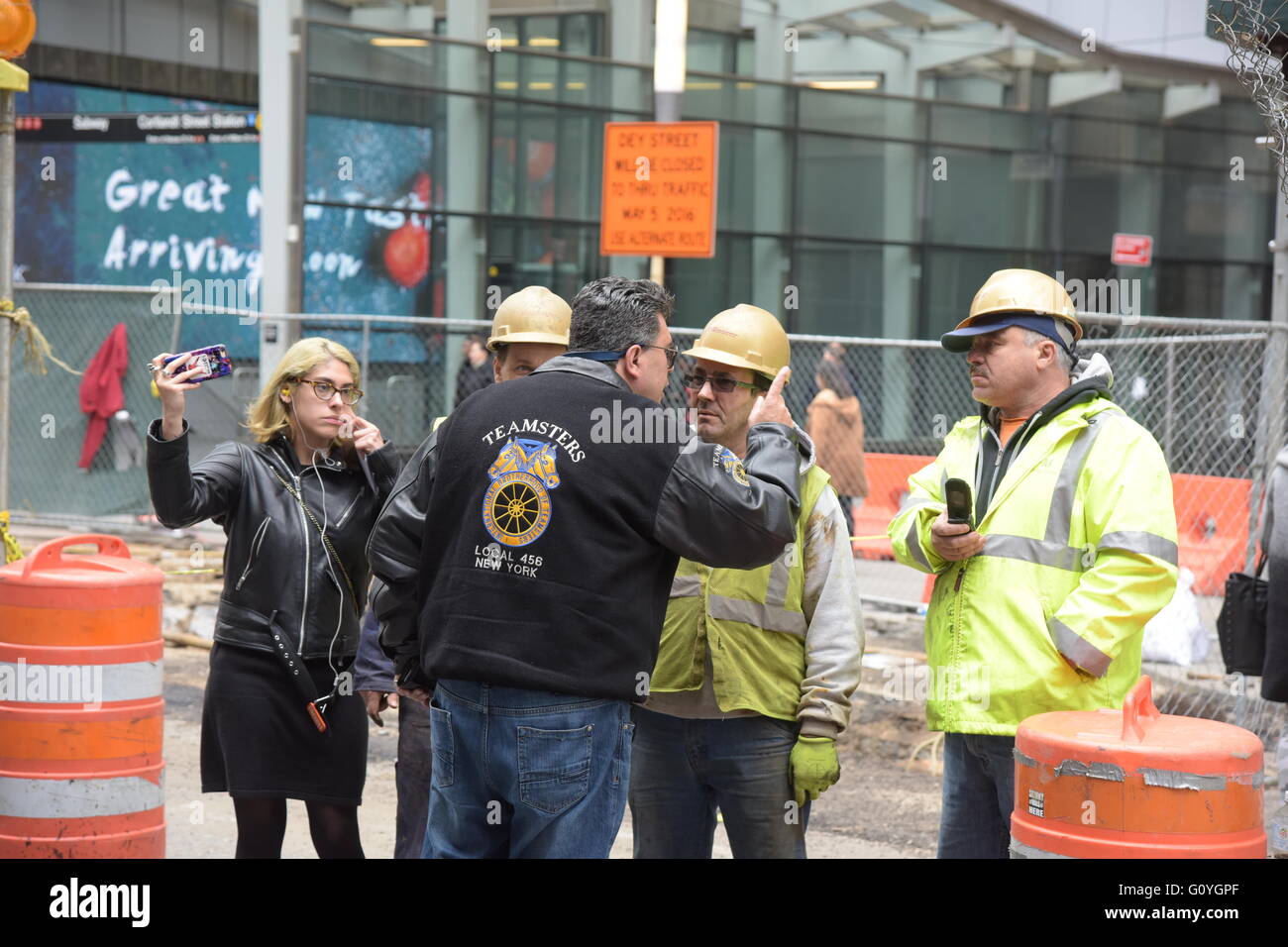 New York City, United States. 05th May, 2016. Teamster argues with non ...