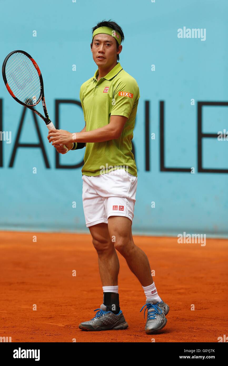 Madrid, Spain, May 5, 2016. 5th May, 2016. Kei Nishikori (JPN) Tennis : Kei  Nishikori of Japan in action during singles 3rd round match against Richard  Gasquet of France on the ATP