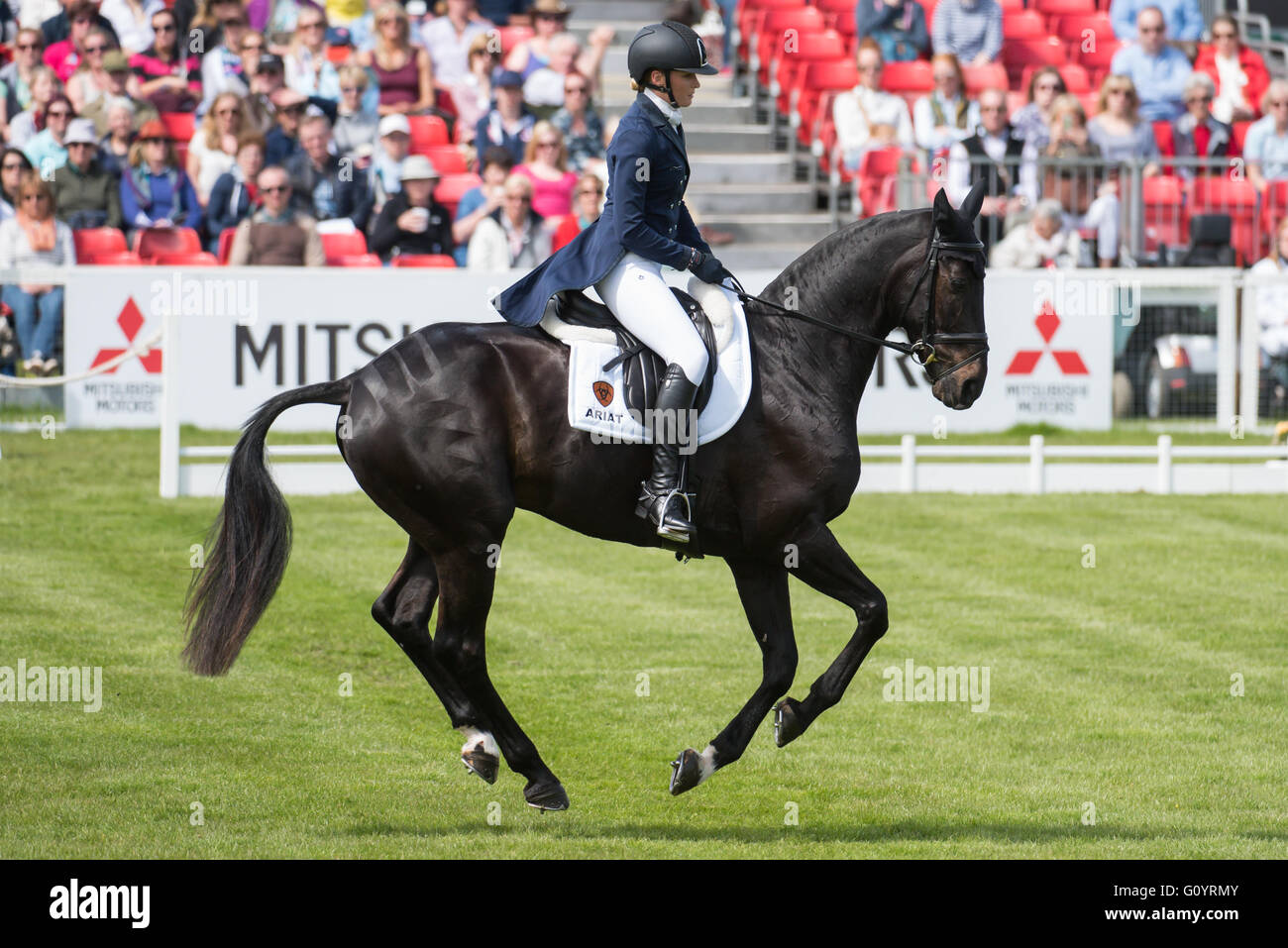 Badminton, South Gloucestershire, UK,  6th May 2016, Emily King of Great Britain  riding Brookleigh taking part in the Dressage phase  of the Mitsubishi Motors Horse Trials 2016 Credit:  Trevor Holt/Alamy Live News Stock Photo