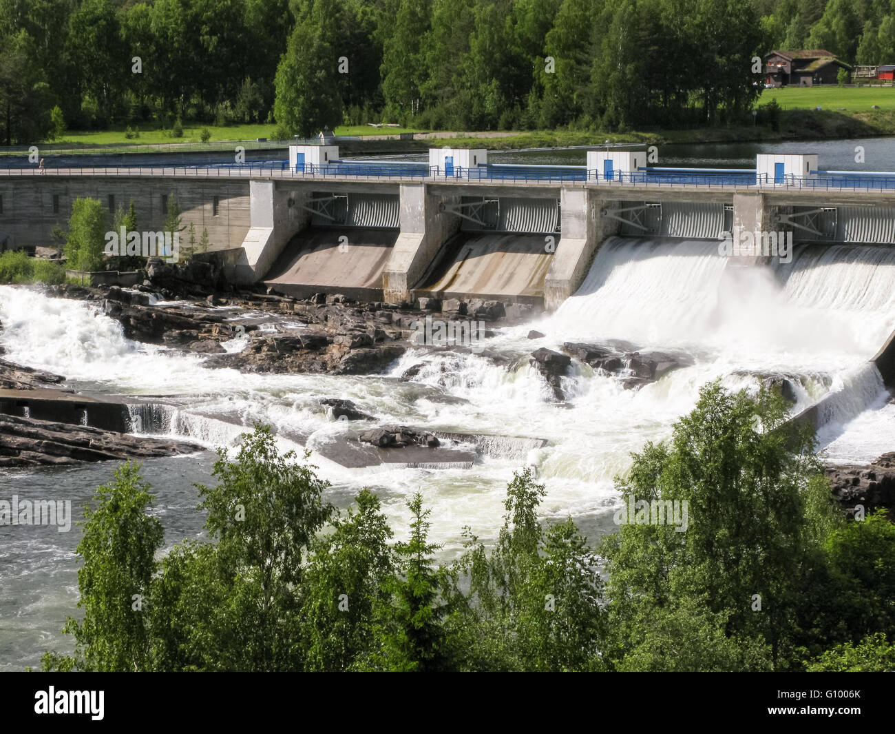 Hydroelectric power station in Hunderfossen, Gudbrandsdal river, Oppland, Norway Stock Photo