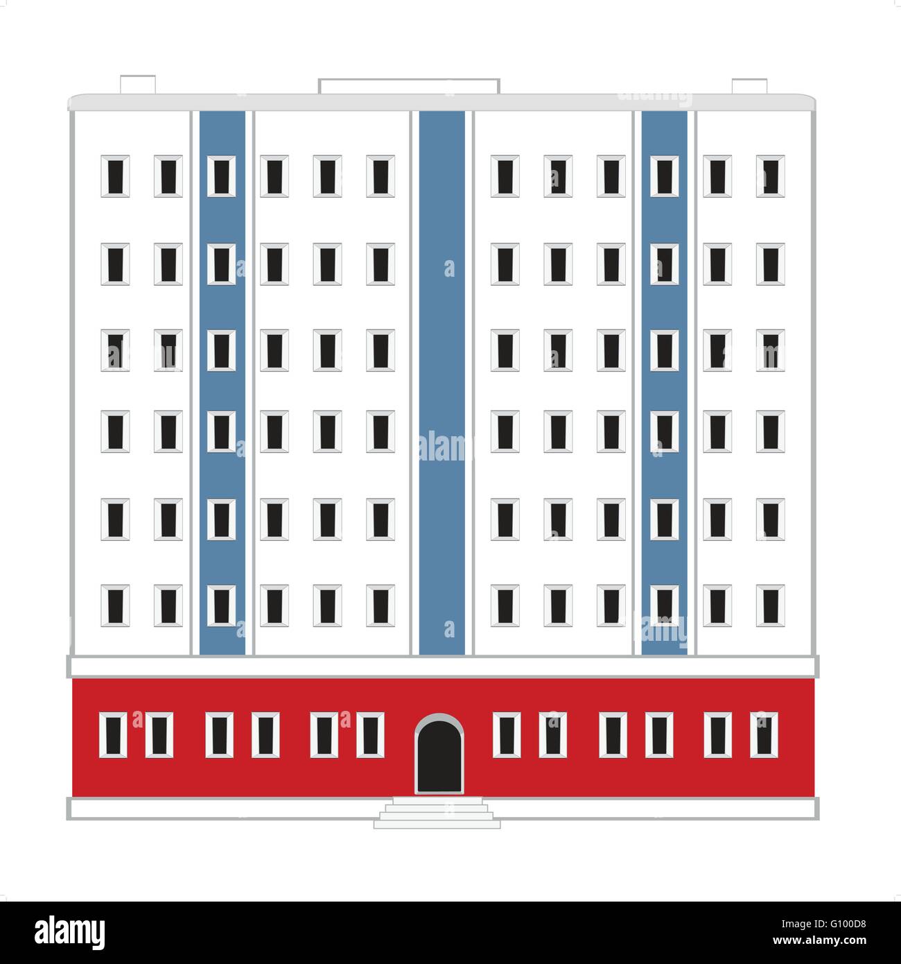 Vector illustration of the big building on white background Stock ...