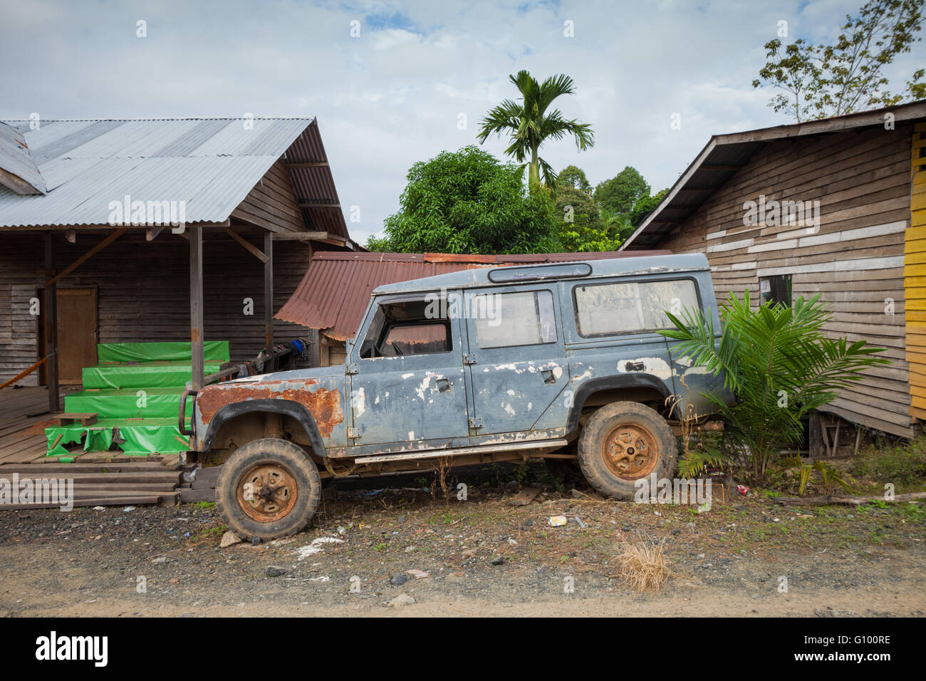 Old Abandoned Car By The Side Of The Road Rural Sabah Borneo Malaysia Stock Photo Alamy