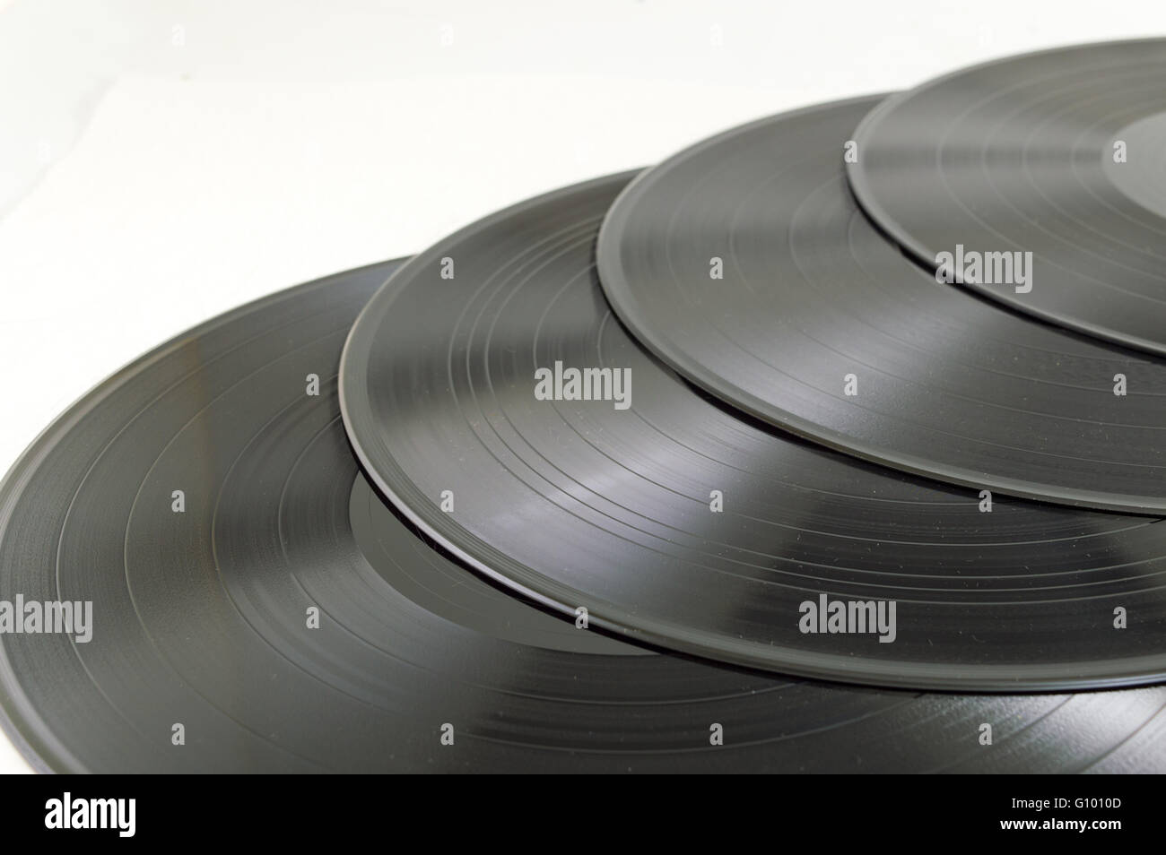 Old vinyl records on a pile Stock Photo