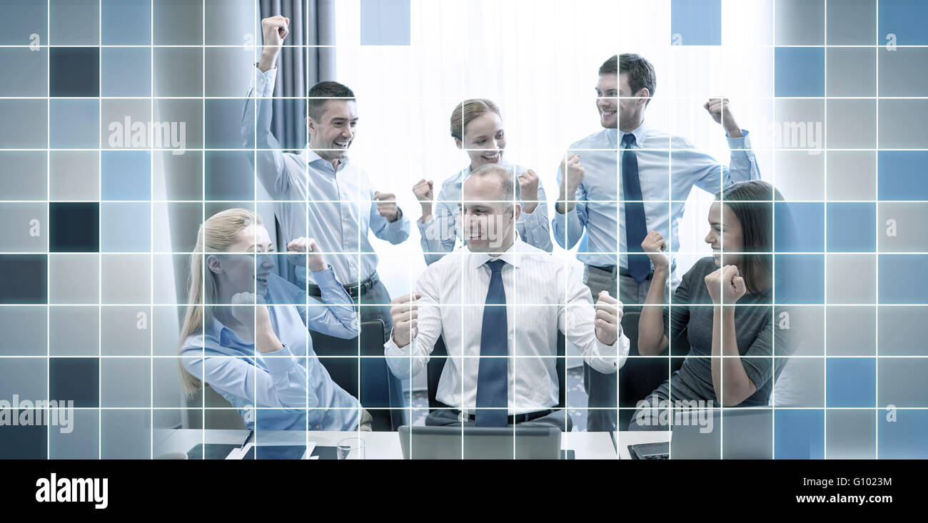 business people celebrating victory in office Stock Photo - Alamy