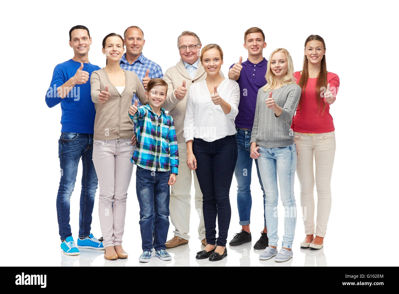 group of smiling people showing thumbs up Stock Photo - Alamy