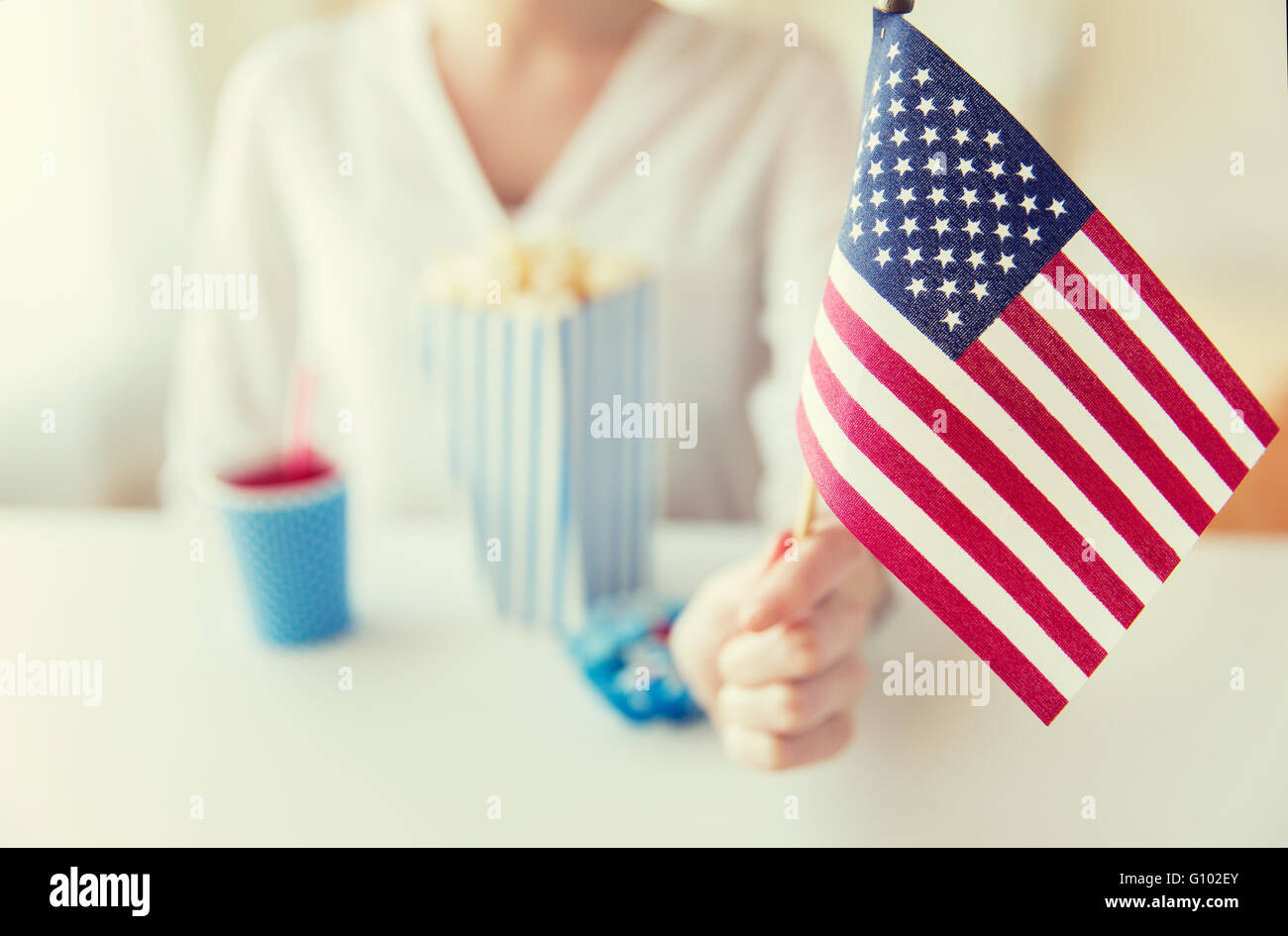 Woman waving american flag hi-res stock photography and images - Alamy