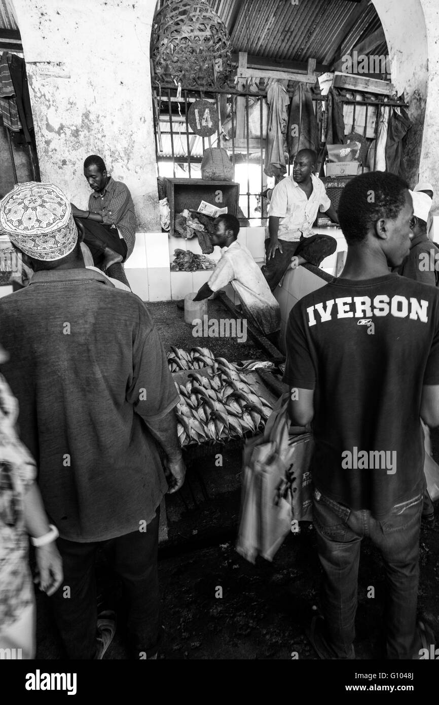 Life in and around the main market in Stonetown, the main town on Unguja (Zanzibar) Stock Photo