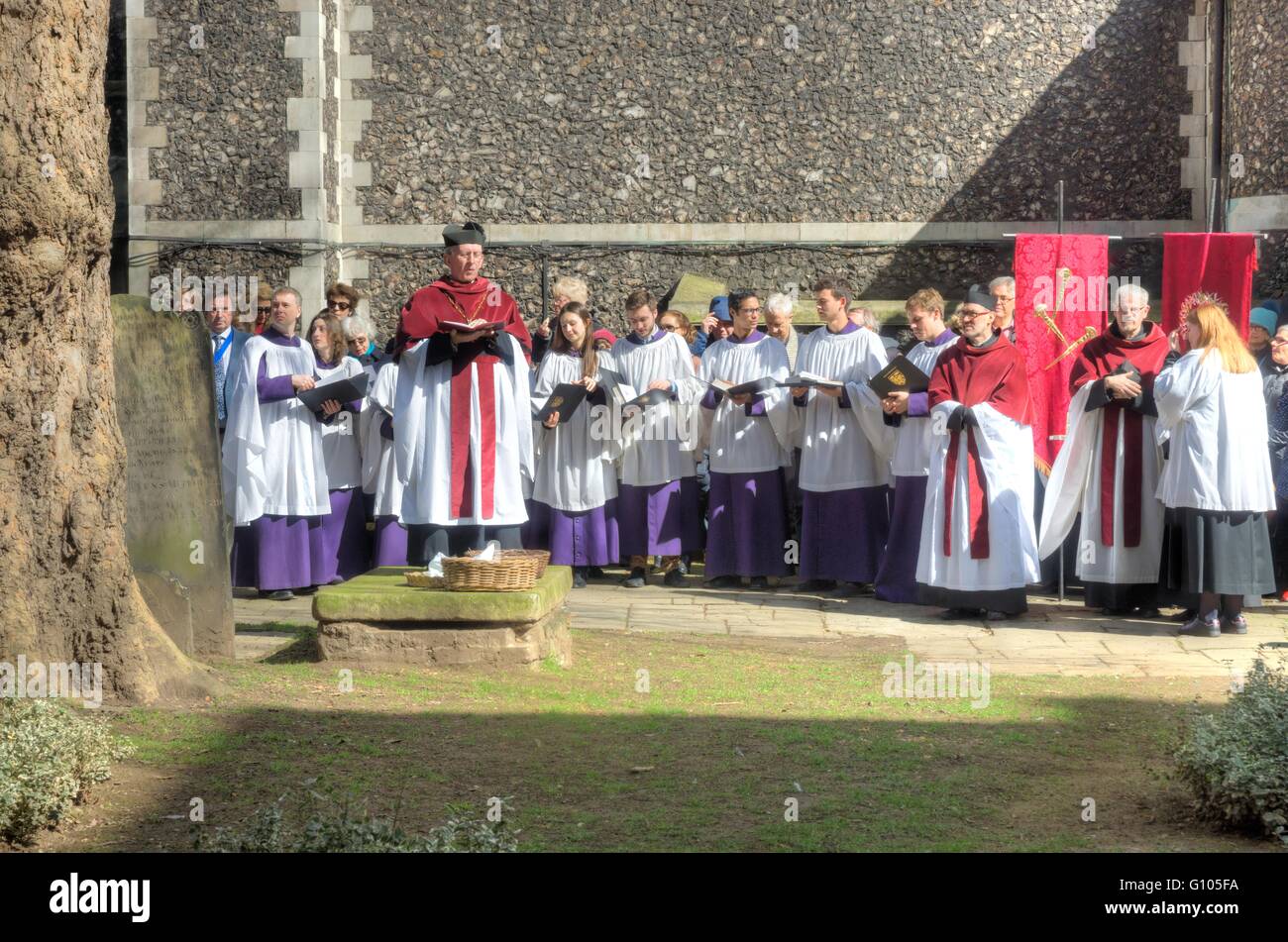 open air church service  St Bartholomew The great Stock Photo