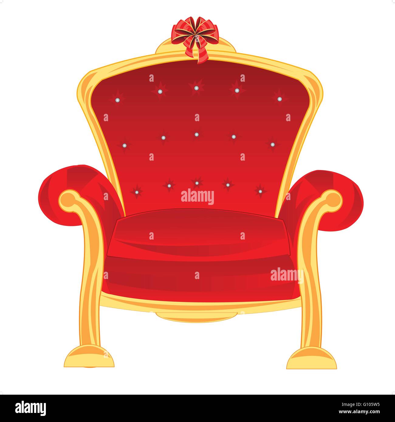 Red easy chair on white background is insulated Stock Vector