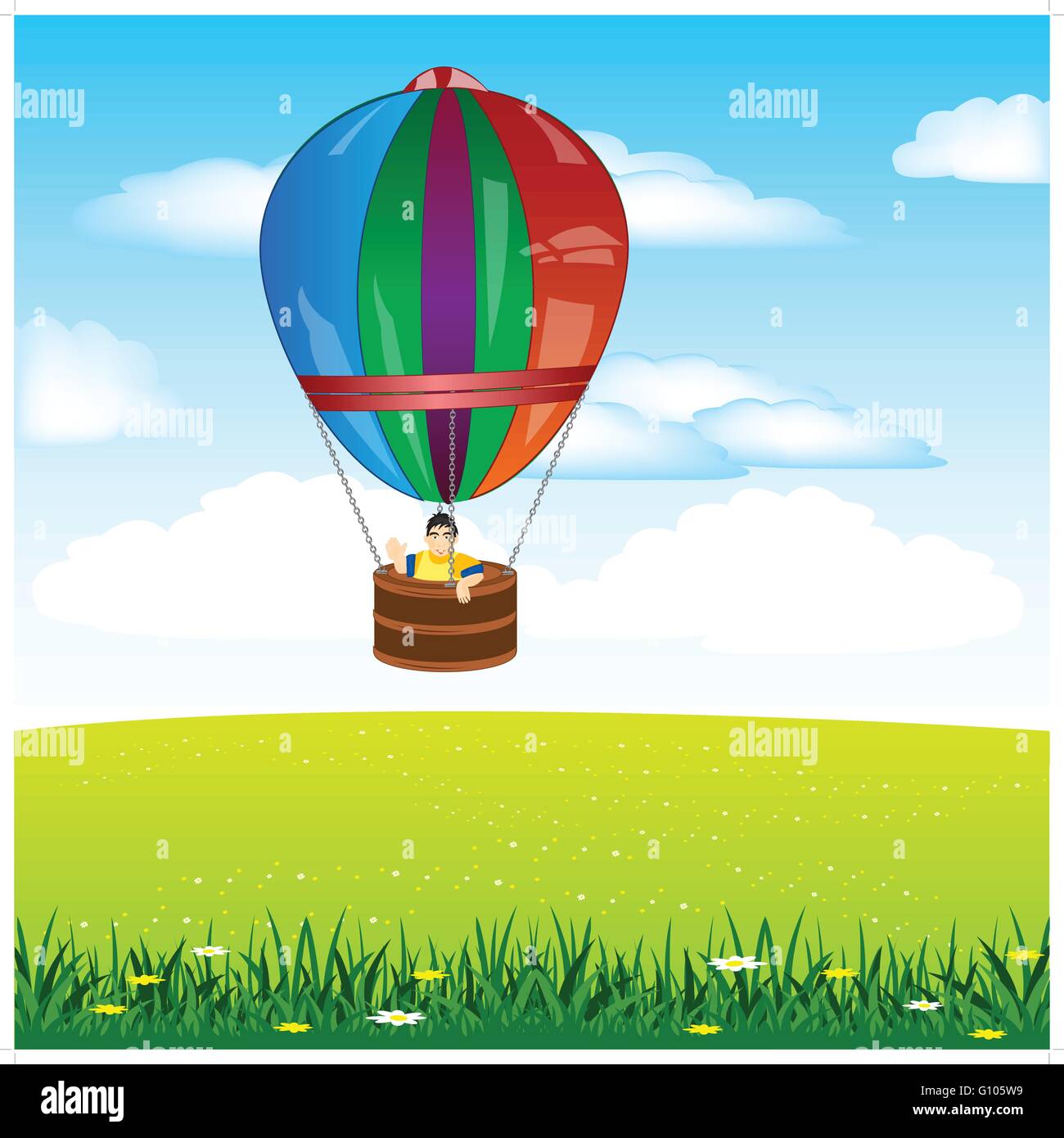 The Persons flying on air ball.Vector illustration Stock Vector