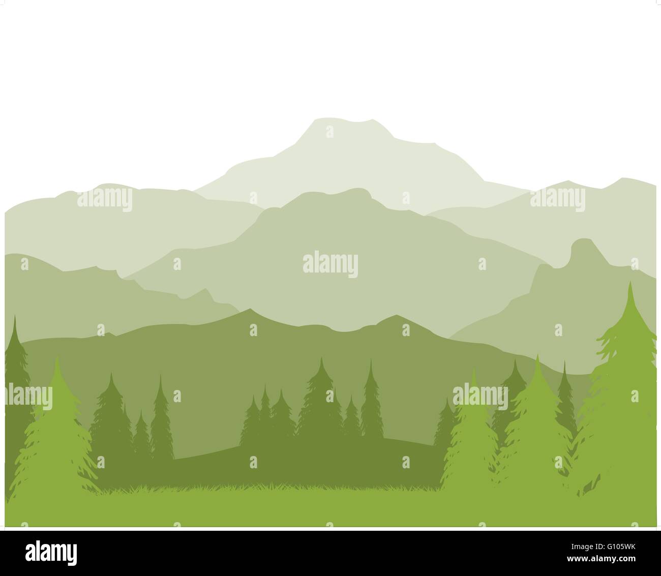 Wild landscape with mountain and wood early in the morning Stock Vector ...