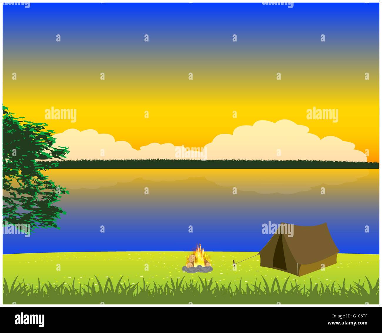 The Rest ashore calm yard by summer.Vector illustration Stock Vector ...