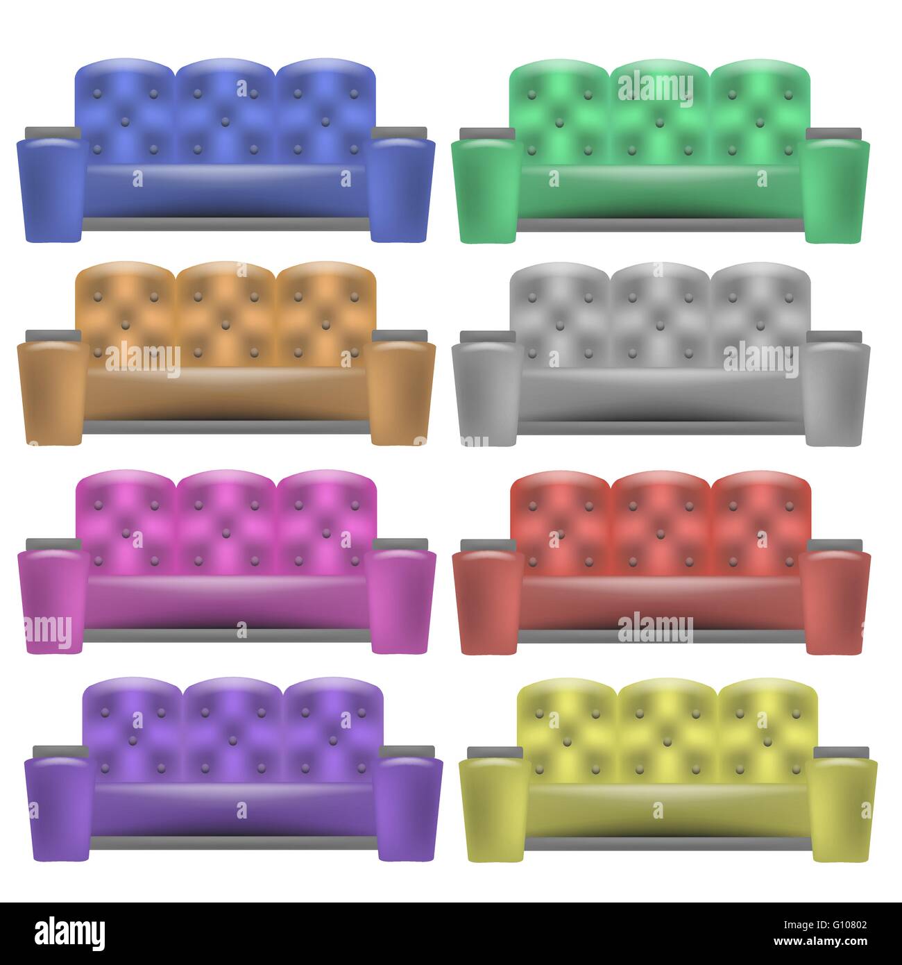 Colorful  Leather Comfortable Soft Sofa Stock Vector