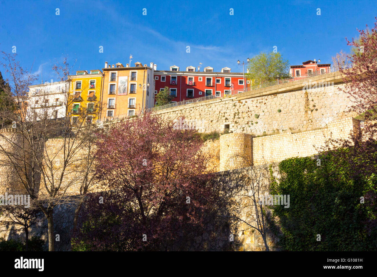 Typical houses along the precipice of the city of Cuenca, Spain Stock Photo