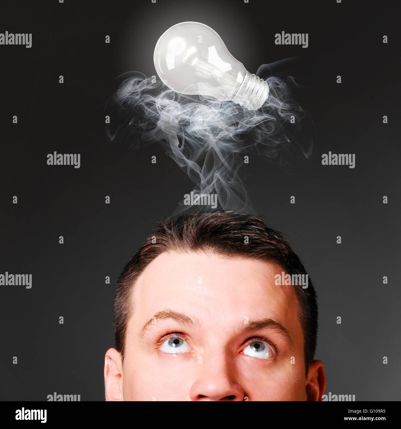 Man light bulb above head hi-res stock photography and images - Alamy