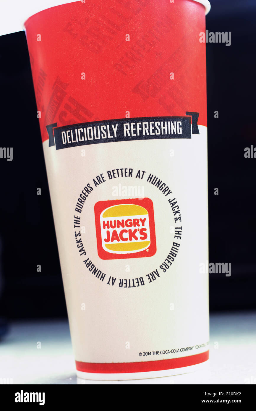 Hungry Jack's Burger King soft drink in paper cup Stock Photo