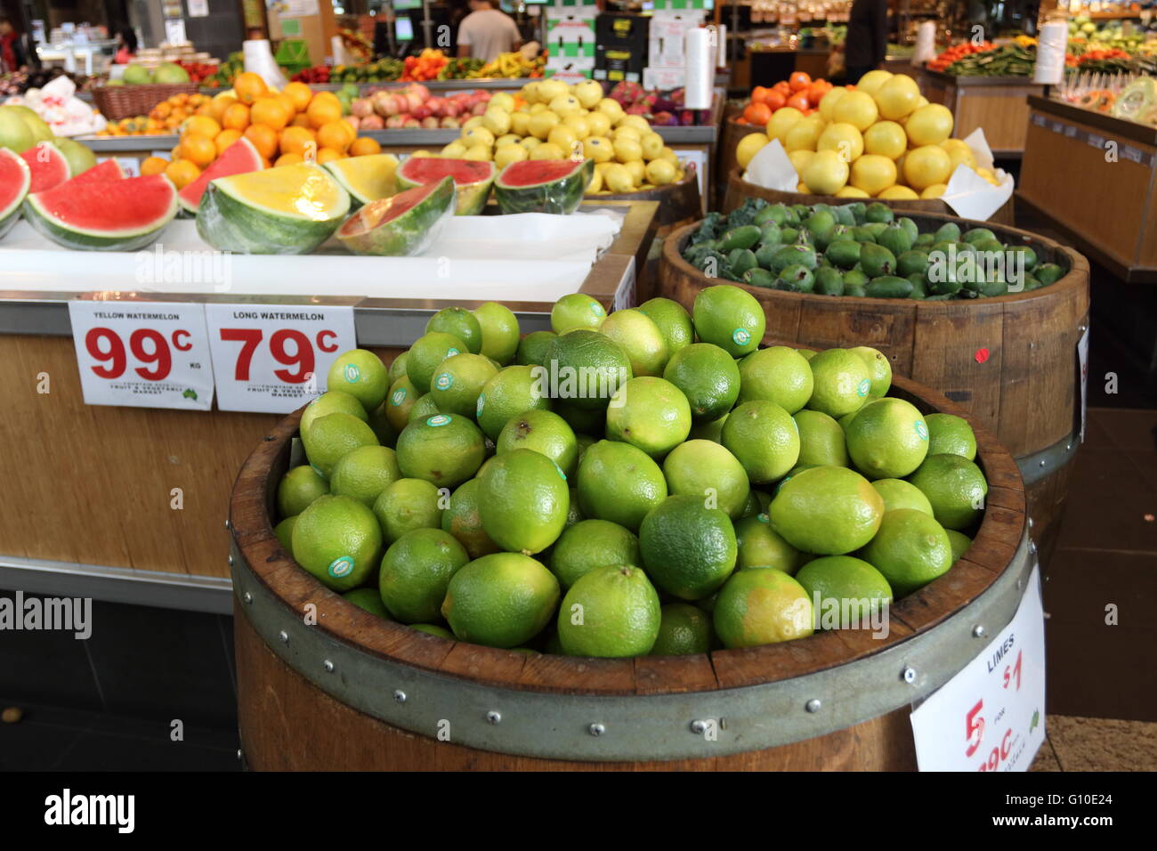 Fresh Tahitian Limes for sale at local green grocer Stock Photo Alamy
